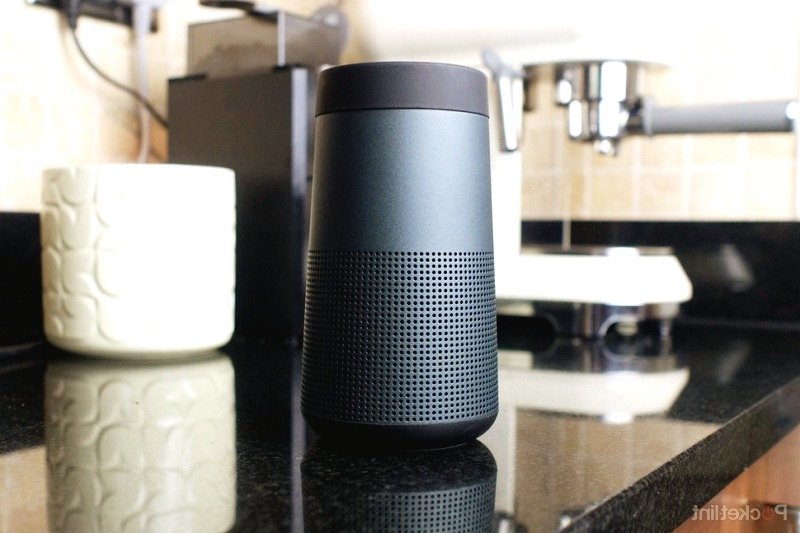Bose SoundLink Revolve+ speaker stands on the kitchen countertop