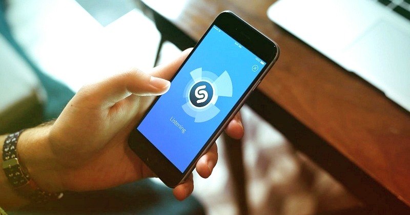 A person is using Shazam application