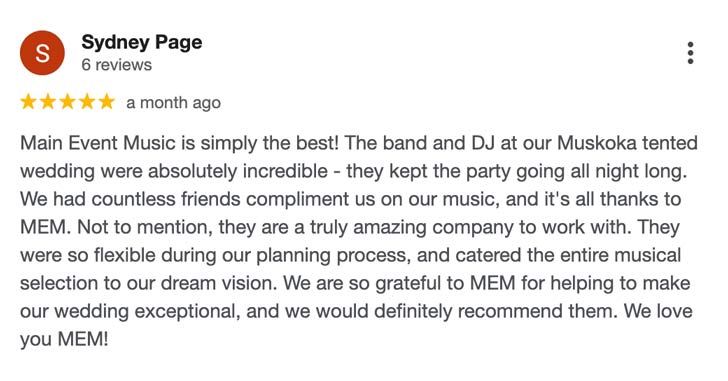 Sydney Page about Main Event Music